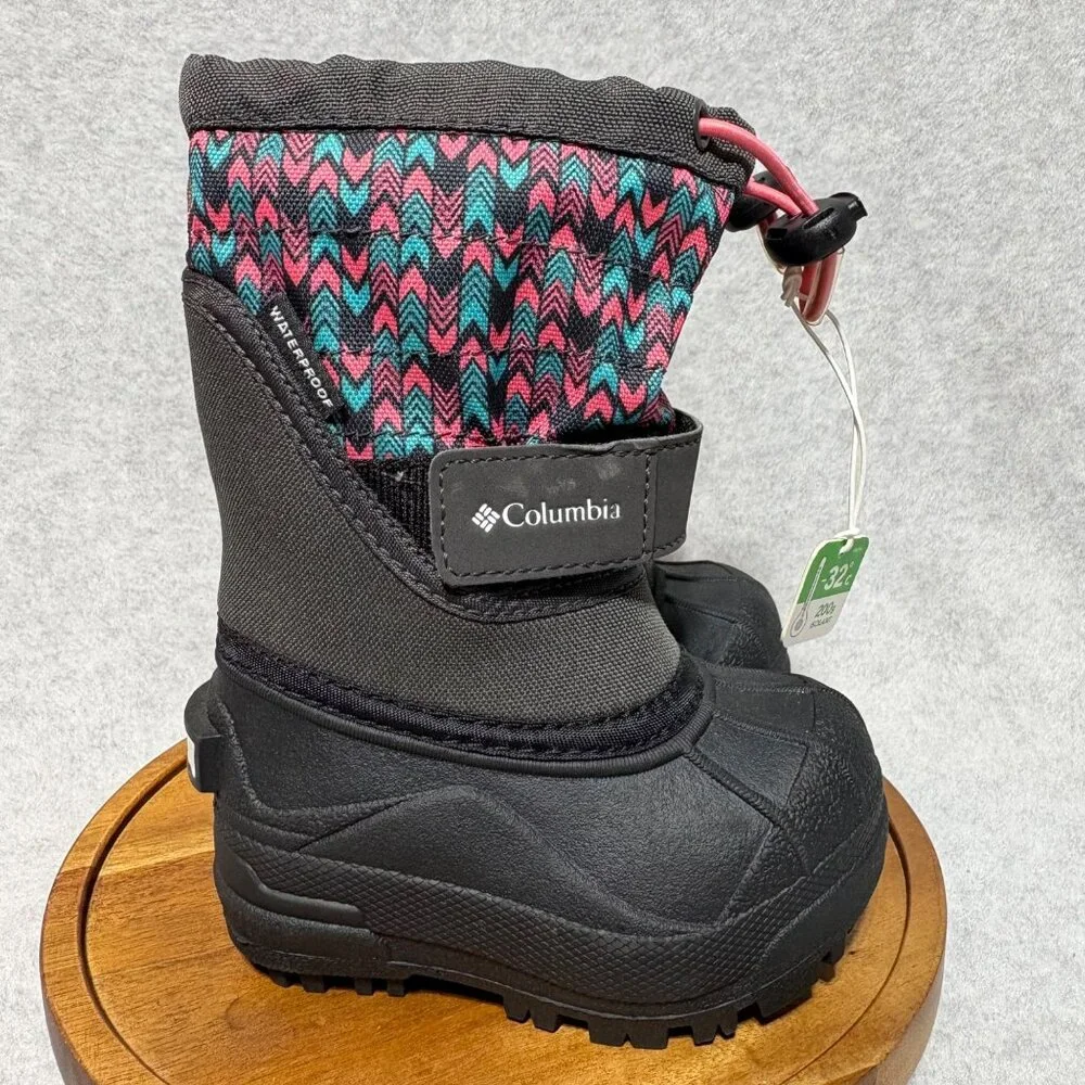 Columbia Boots Toddler Size 5 Powderbug Winter Snow Pink Gray Blue Waterproof